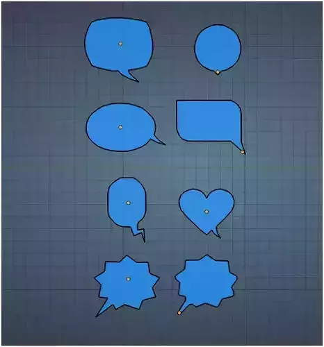 3D Speech Bubble Pack Set of 8 Stylized Models