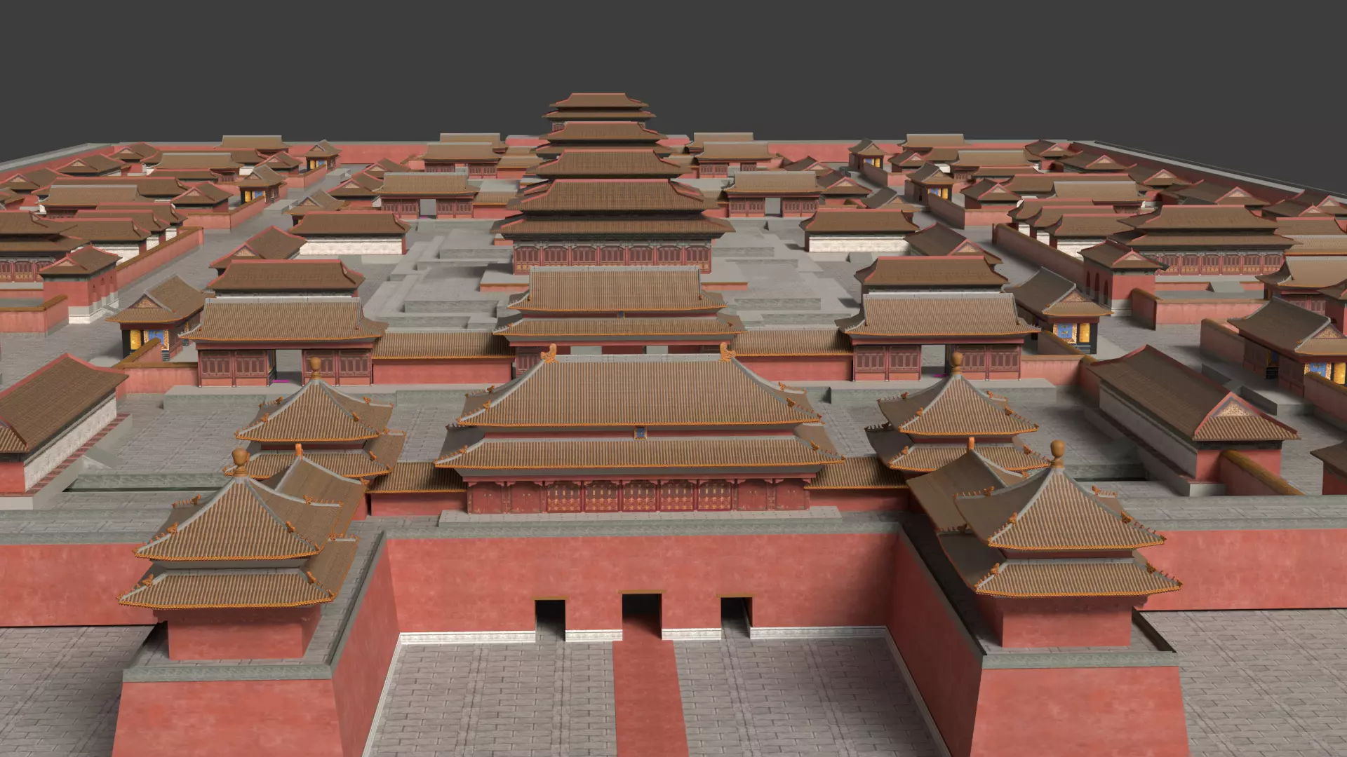 Chinese forbidden city Low-poly 3D model