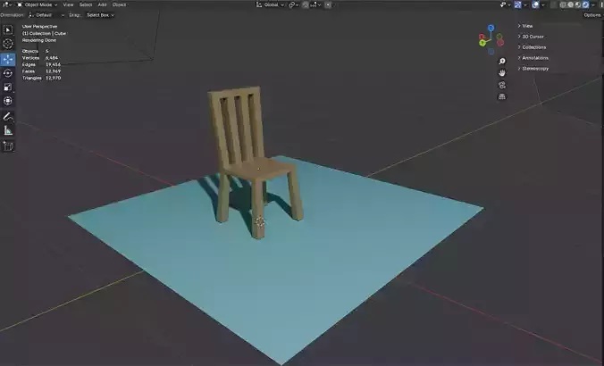  Wooden Chair -Game-Ready 