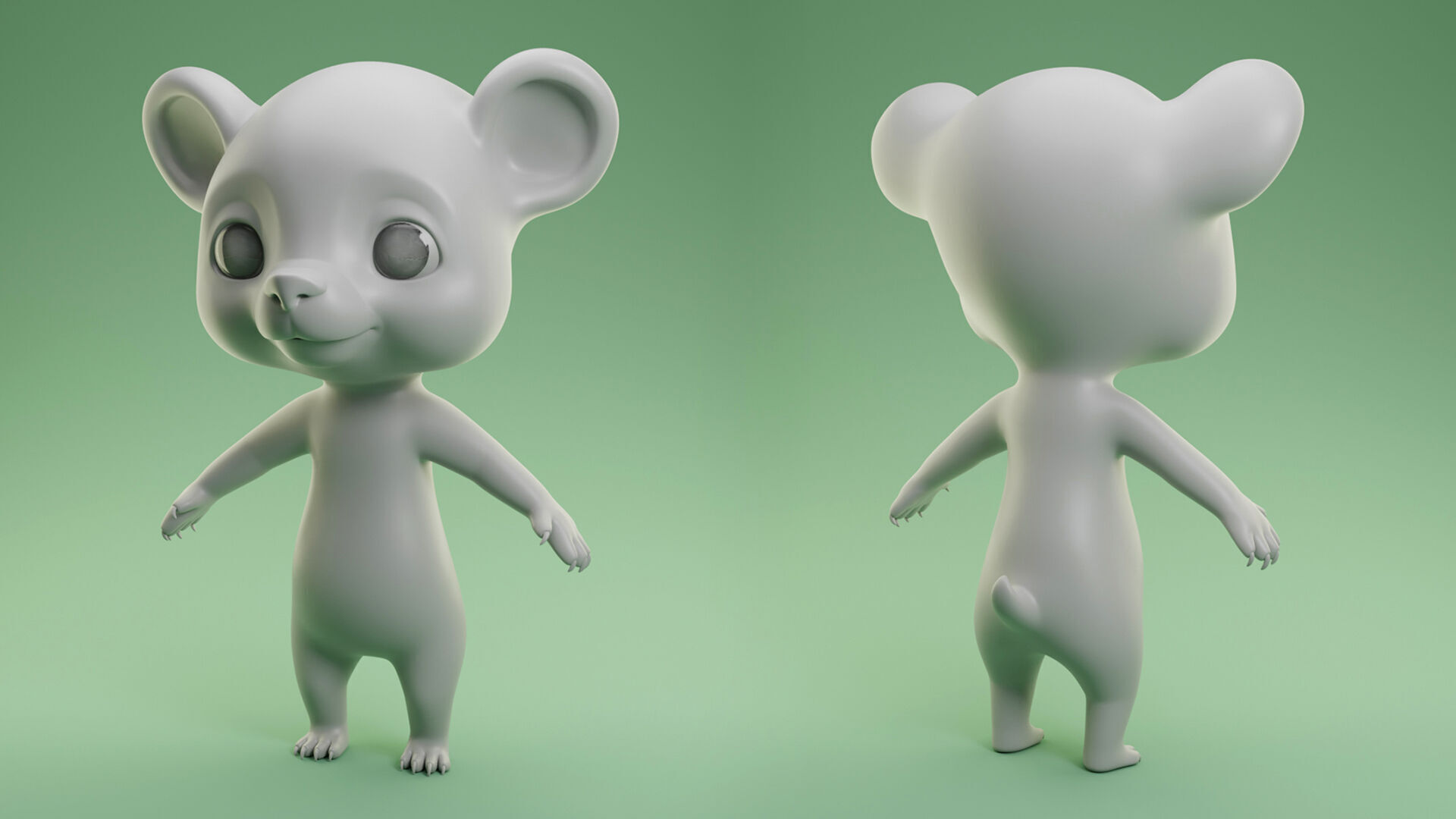 Cartoon Bear  II Basemesh  Low-poly 3D model_3