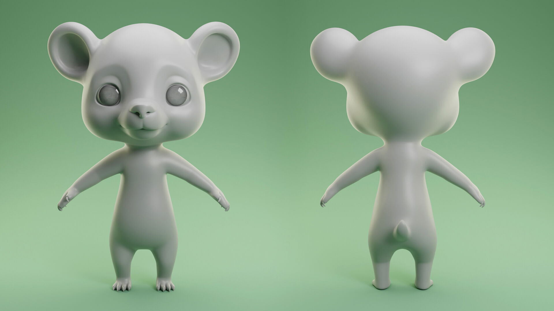 Cartoon Bear  II Basemesh  Low-poly 3D model_1
