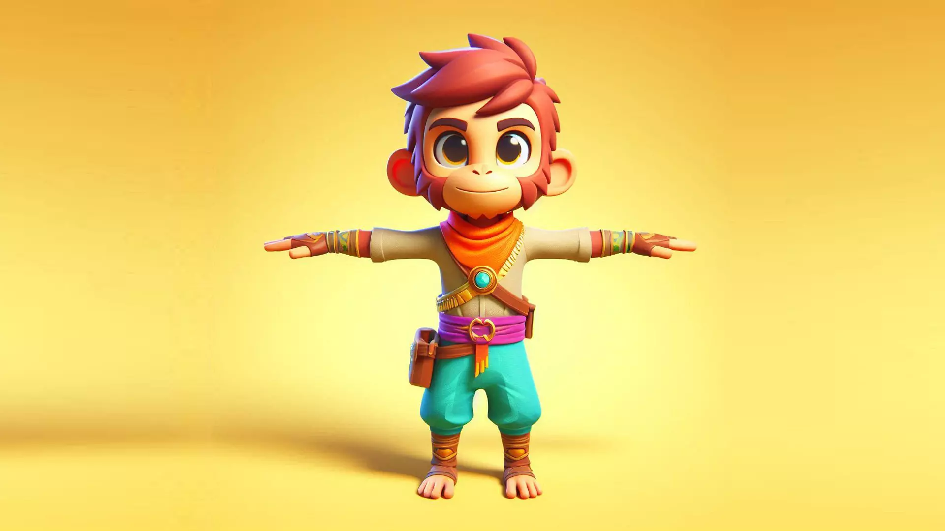 Monkey Adventure 3D Character Model Low-poly 3D model