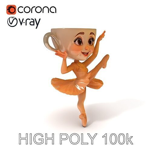 Ballet Cuphead capucina ballerina Low-poly 3D model