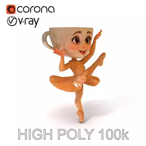Ballet Cuphead capucina ballerina Low-poly 3D model