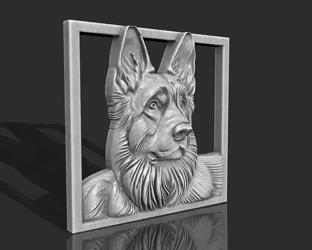 GERMAN DOG WITH FRAME CNC 3D PRINTING 3D print model