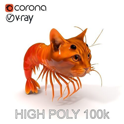 Cat Shrimp Trippy Tropa Low-poly 3D model