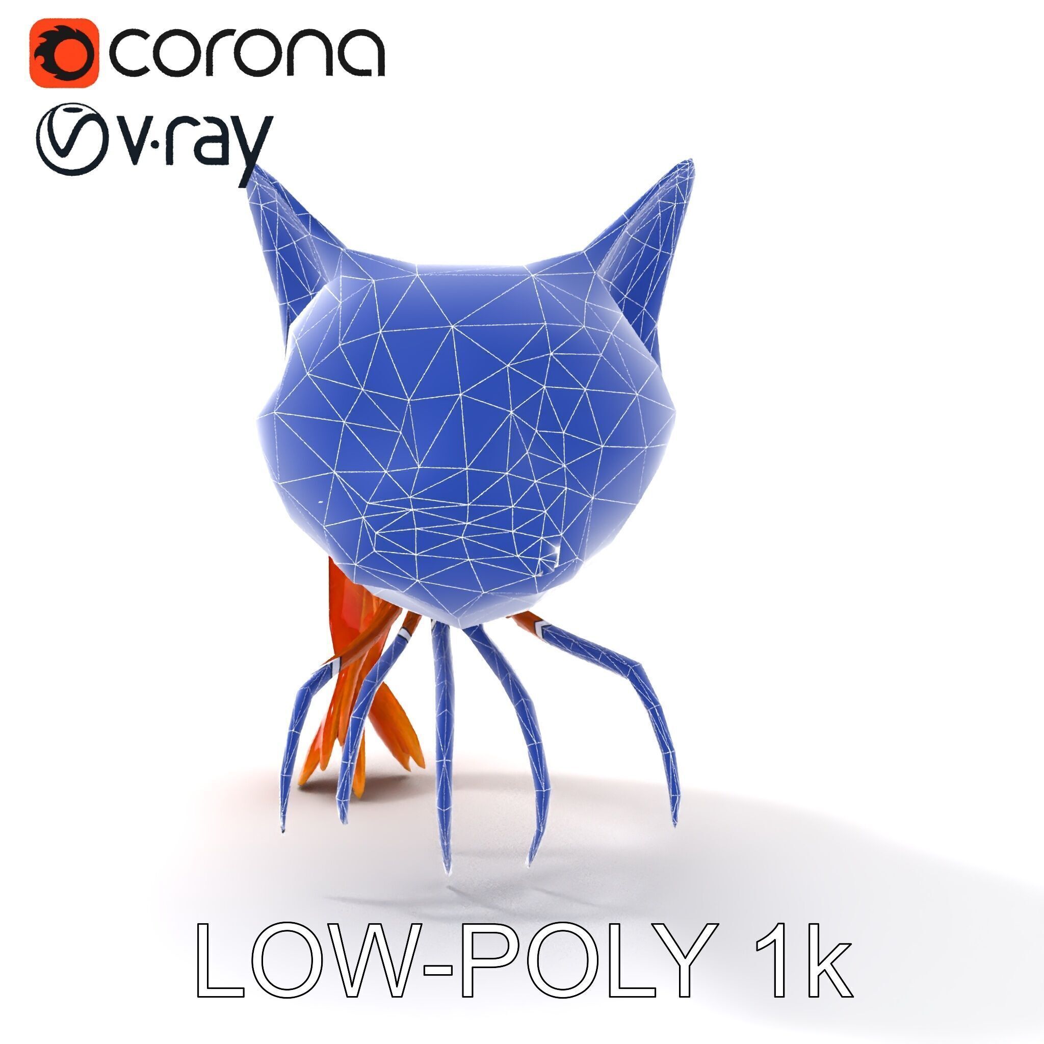 Cat Shrimp Trippy Tropa Low-poly 3D model_10