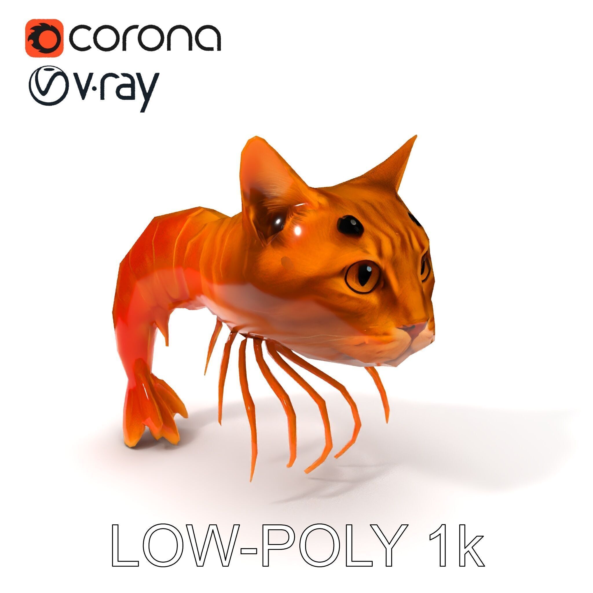 Cat Shrimp Trippy Tropa Low-poly 3D model_20