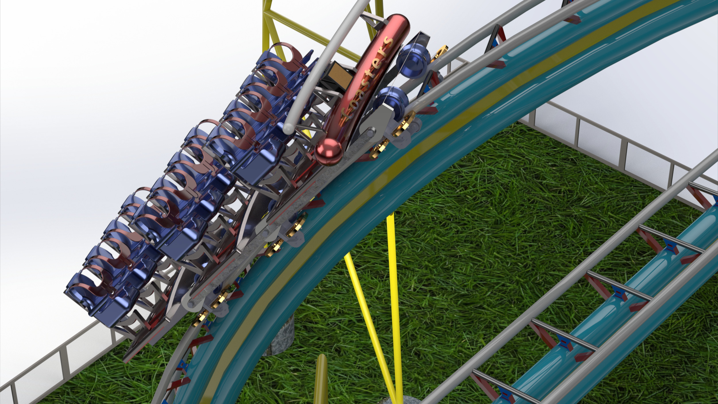 High Detail Roller Coaster 3D Model Real Scale Amusement Ride 3D model_3
