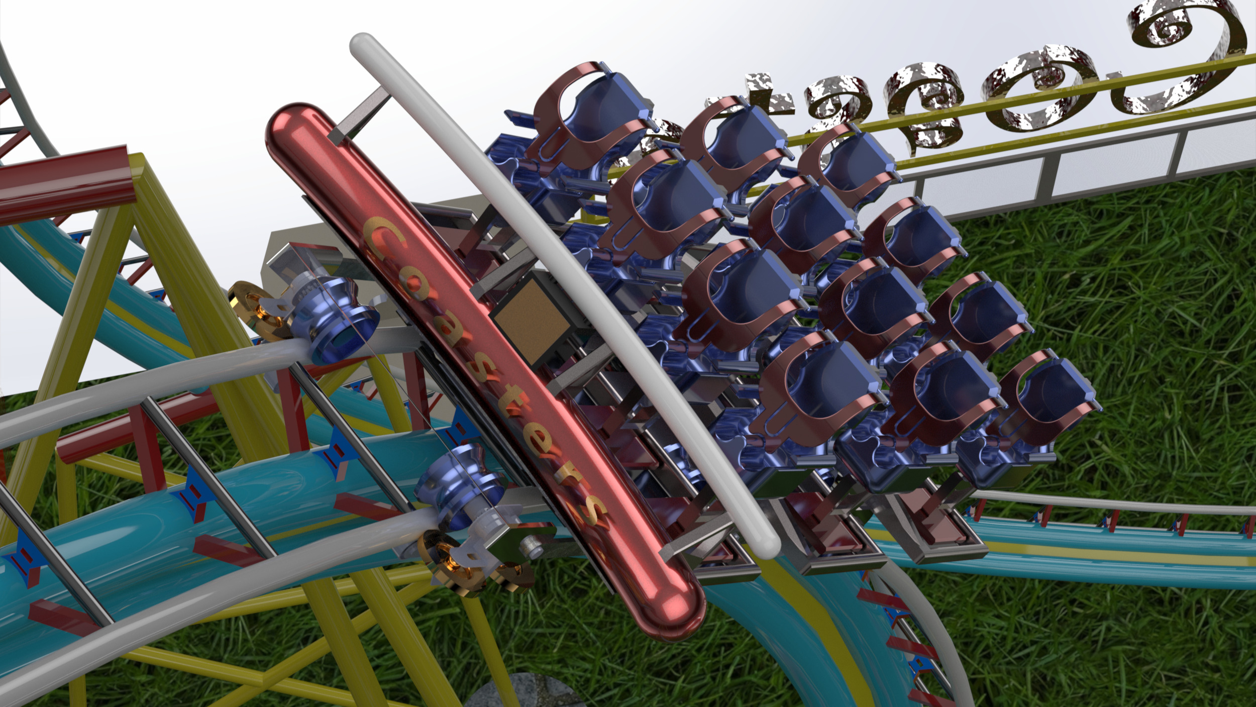 High Detail Roller Coaster 3D Model Real Scale Amusement Ride 3D model_2