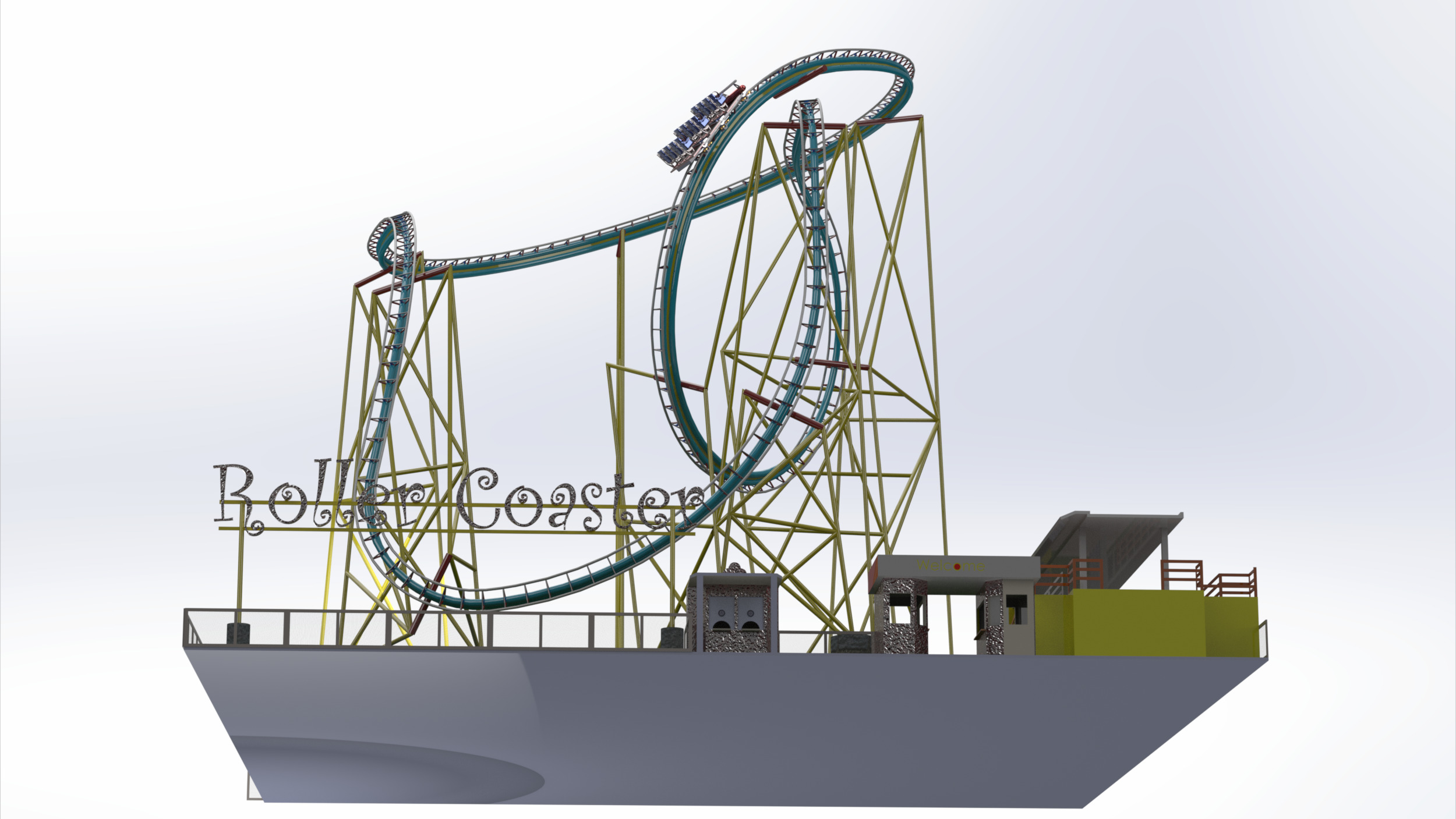 High Detail Roller Coaster 3D Model Real Scale Amusement Ride 3D model_4
