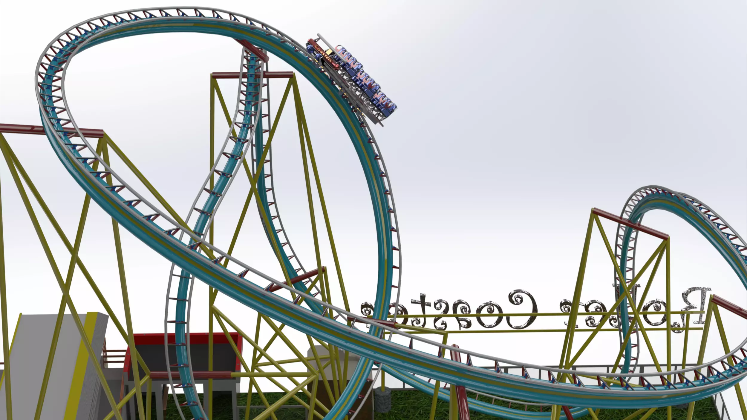 High Detail Roller Coaster 3D Model Real Scale Amusement Ride 3D model_0