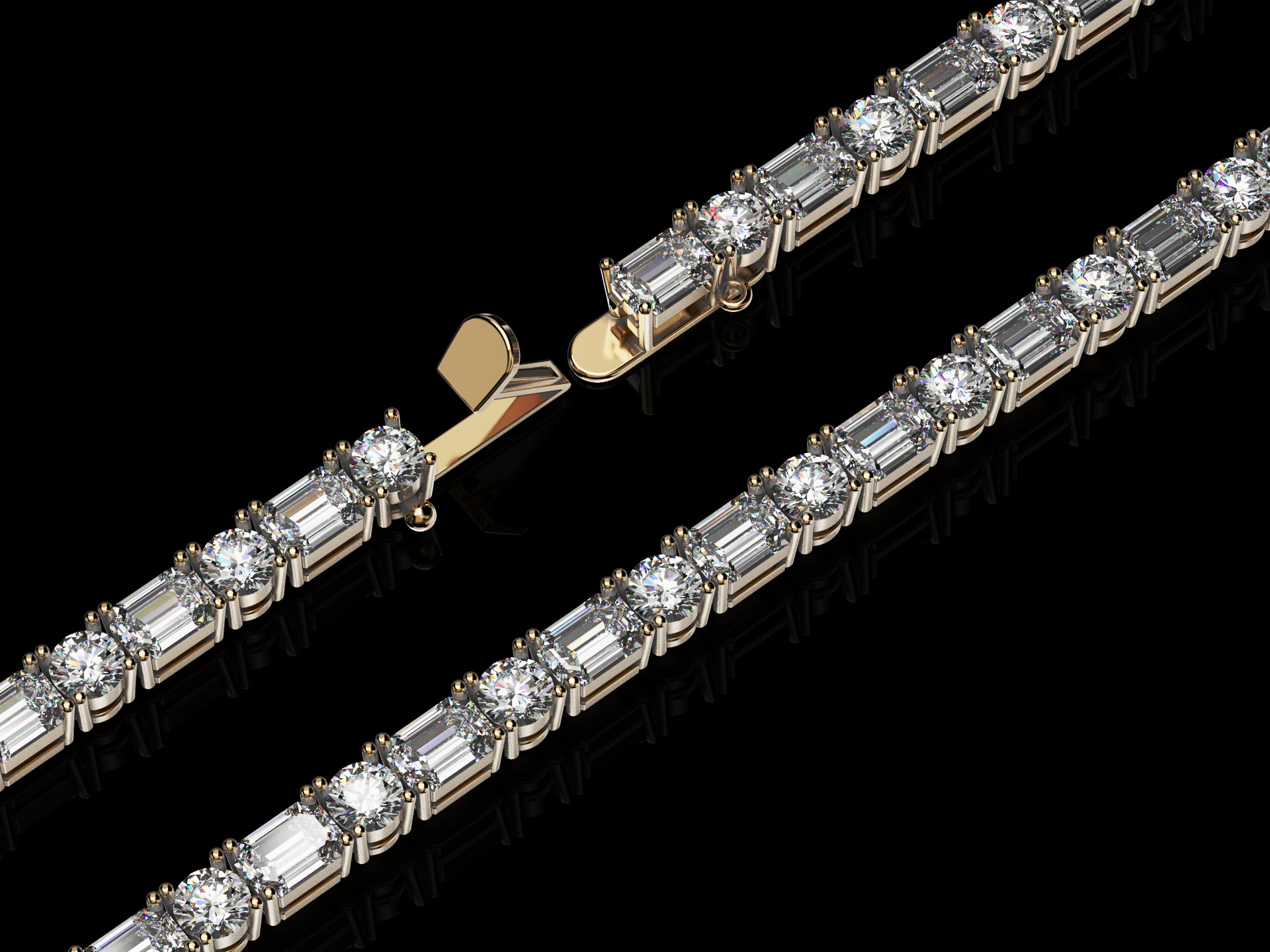 50 pointers tennis bracelet 3D print model_20