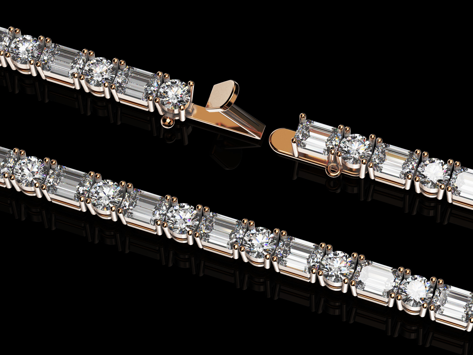 50 pointers tennis bracelet 3D print model_19