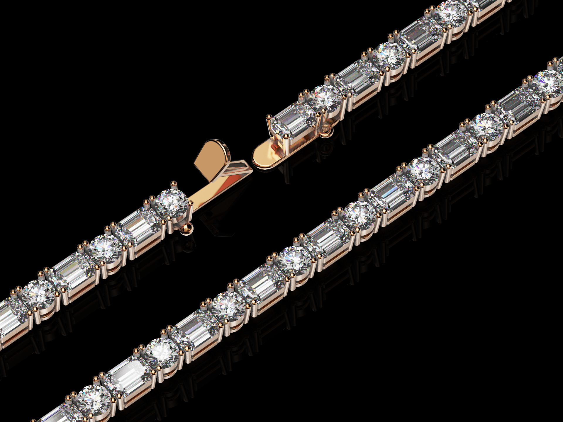 50 pointers tennis bracelet 3D print model_2