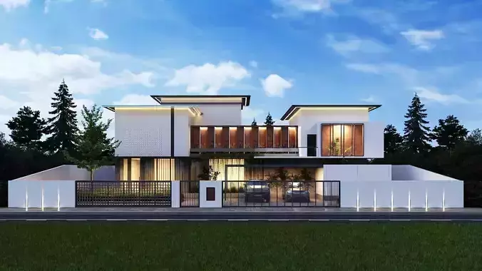 Modern Luxury Villa 3D Model SketchUp  V Ray Ready