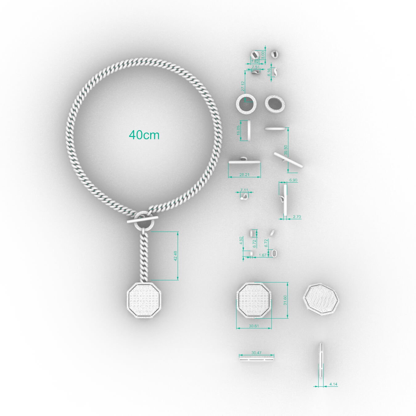 Luxury Cuban Link Pendant Necklace 3D print model_2