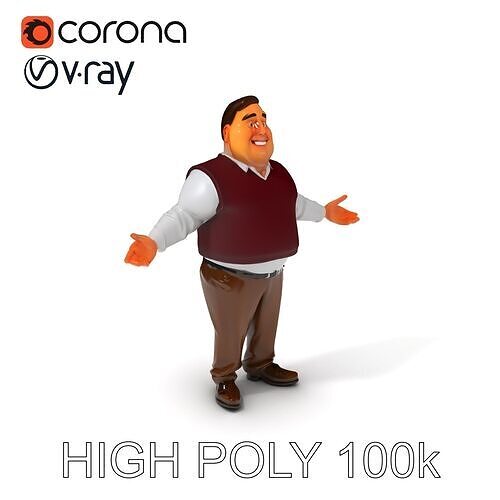 Friendly Neighbor Character Model in Casual Attire with PBR T... Low-poly 3D model