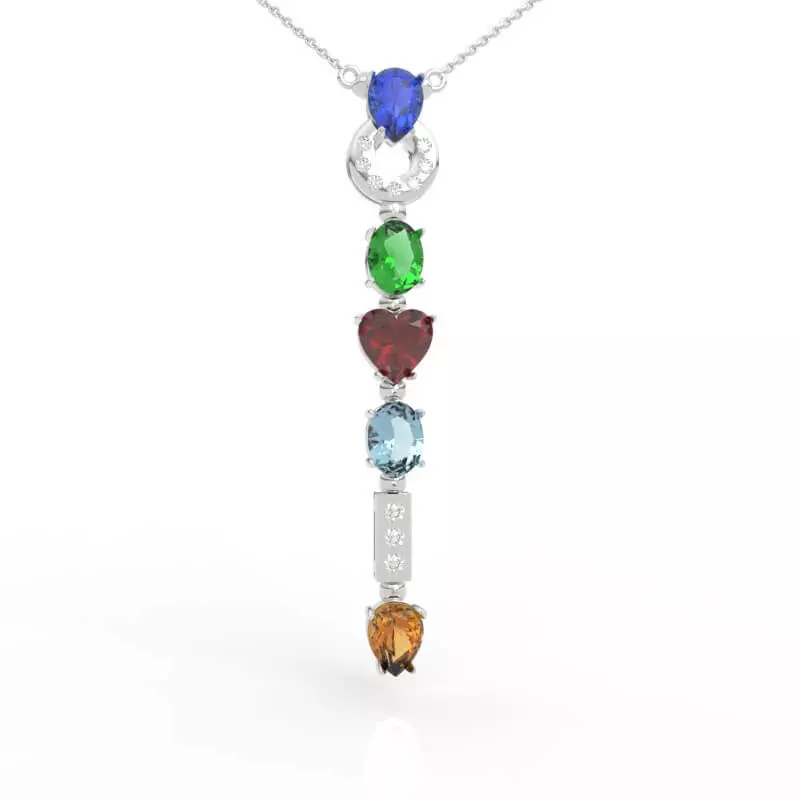 Multicolor Gemstone Pendant Necklace 3D print model