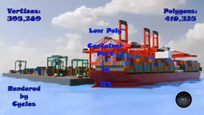 Container Port Low-poly 3D model