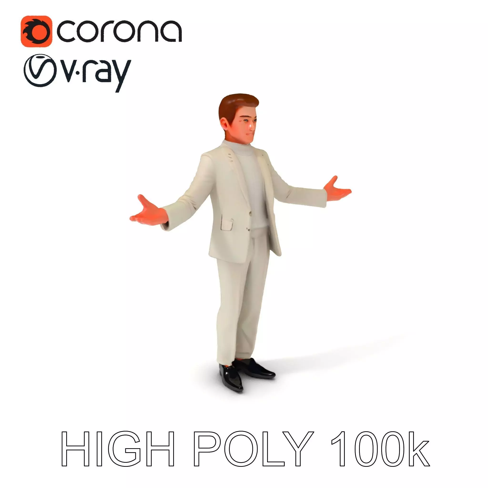 Slick Businessman D Model Formal Attire Elegance Low-poly 3D model_0