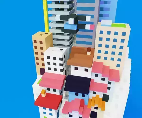 Voxel Log City 3D model