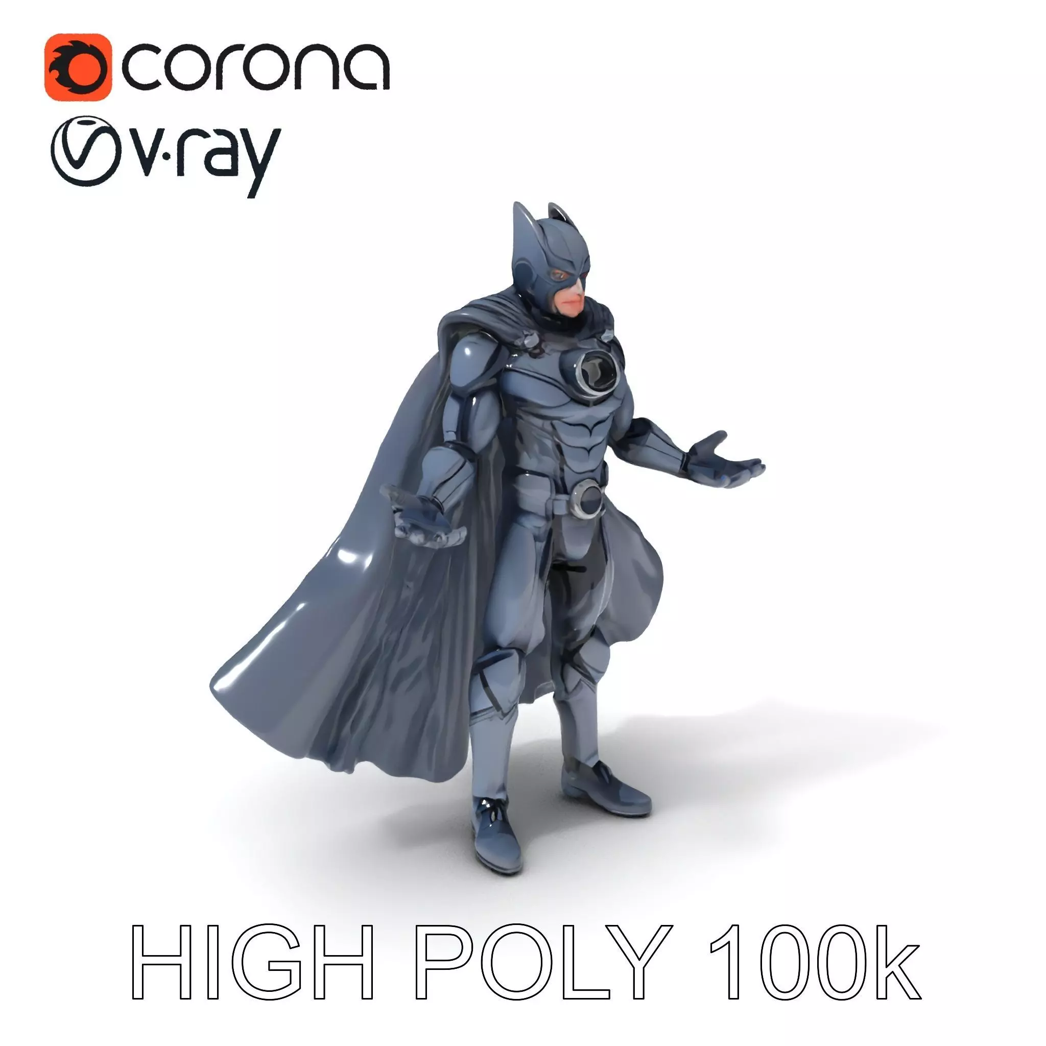 Stealth Guardian Superhero D Model with Advanced Armor and Cape Low-poly 3D model