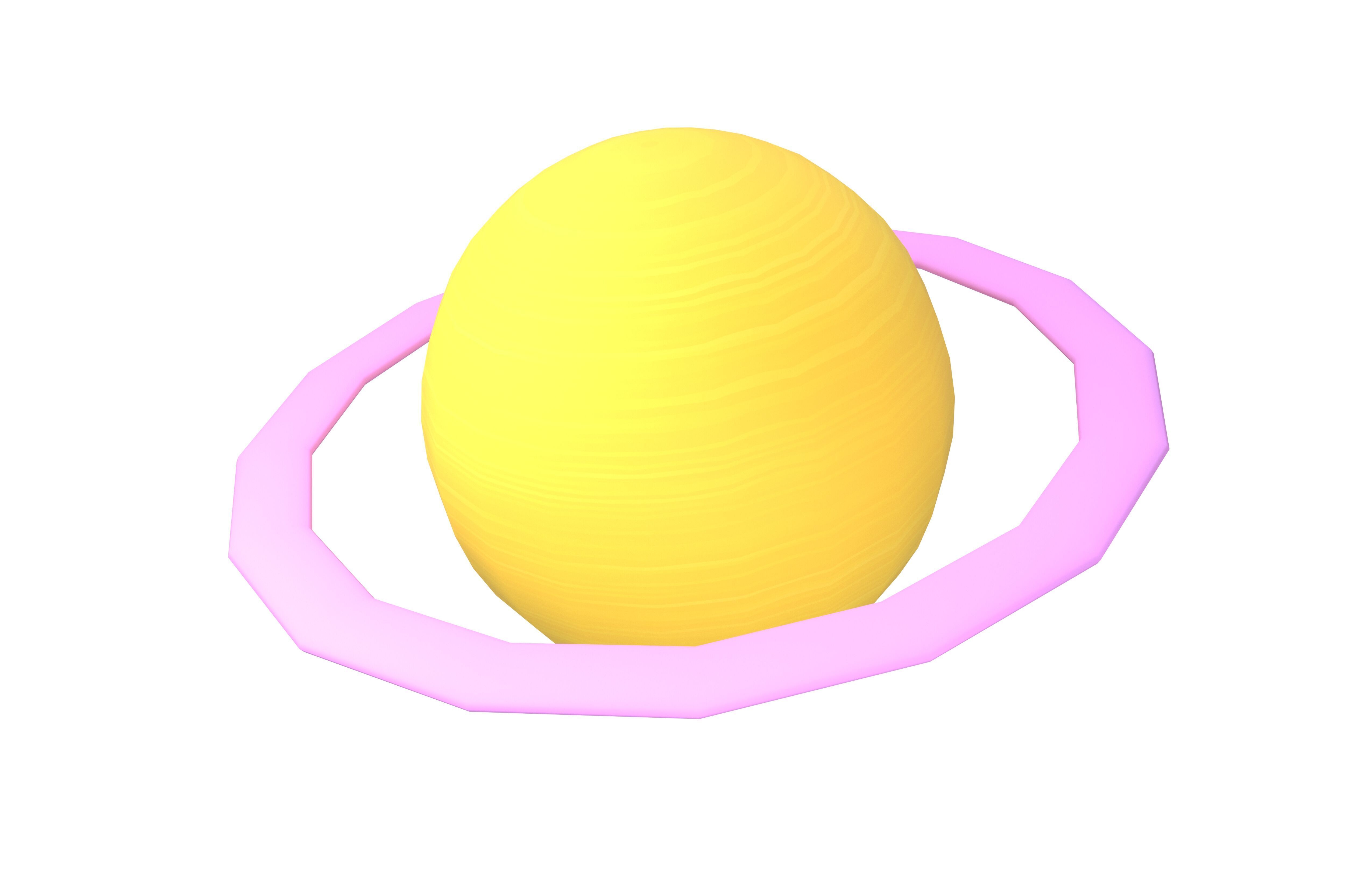 Cartoon Planet with Ring v1 003 Low-poly 3D model_3