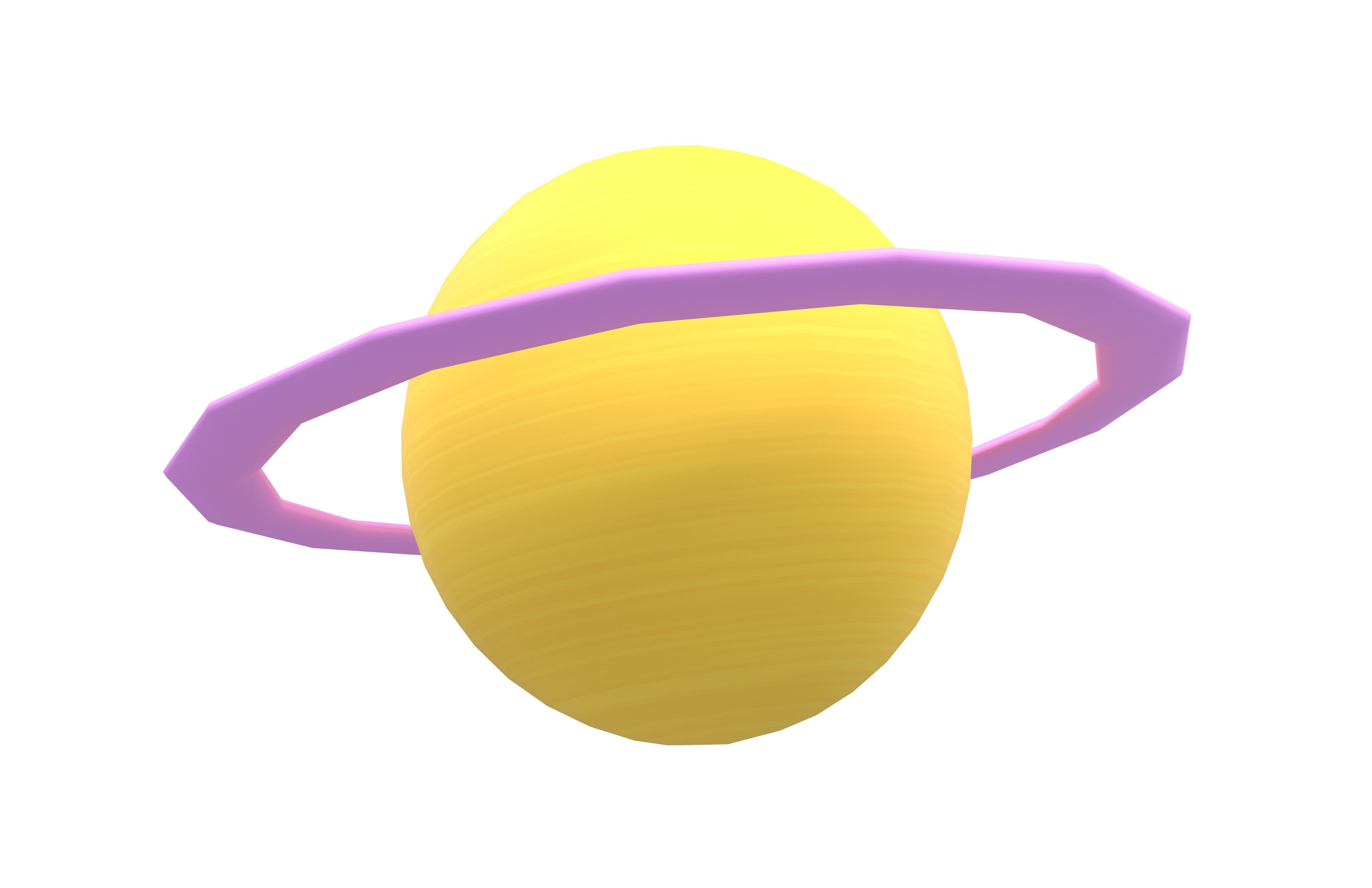 Cartoon Planet with Ring v1 003 Low-poly 3D model_1