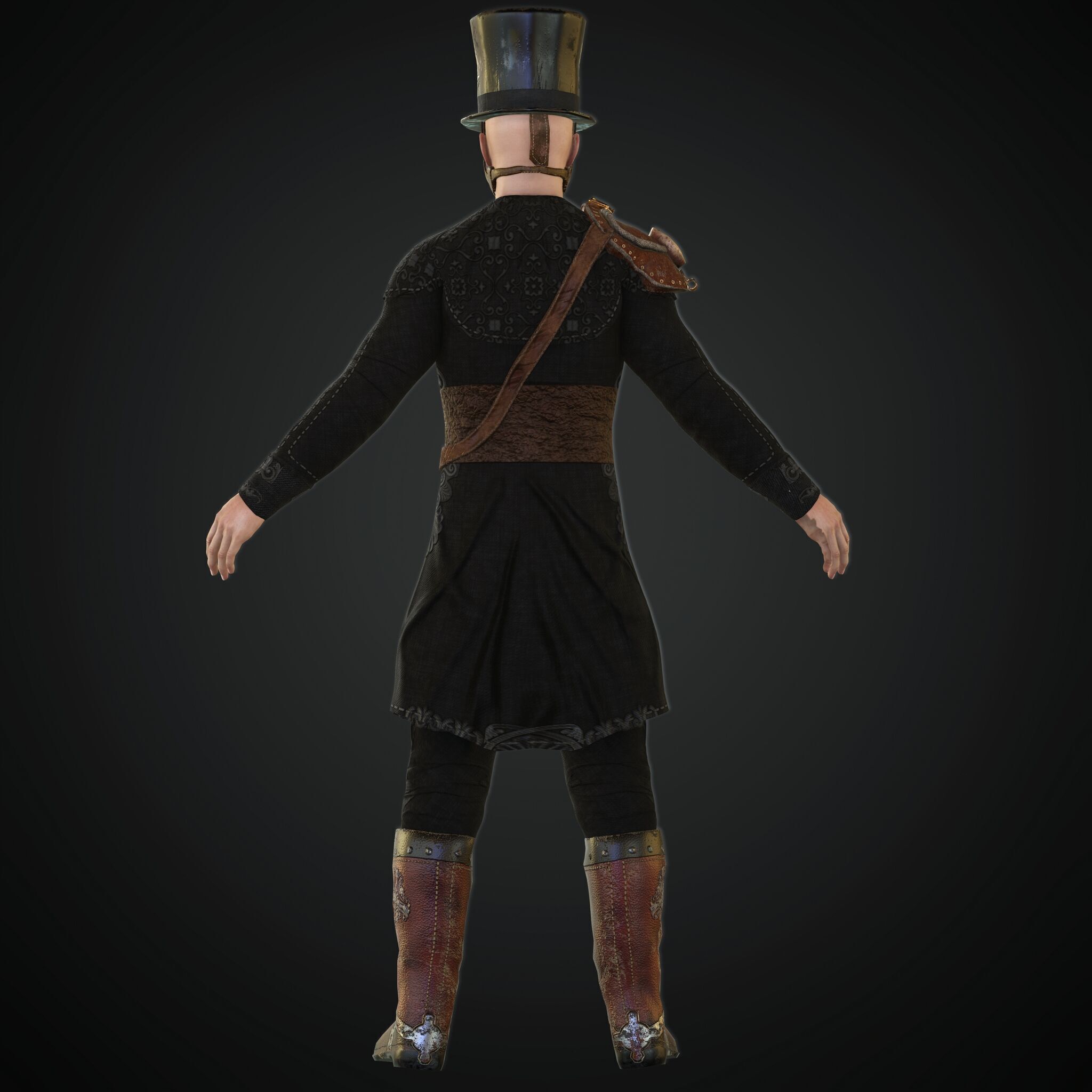  Steampunk rigged character Low-poly 3D model_4