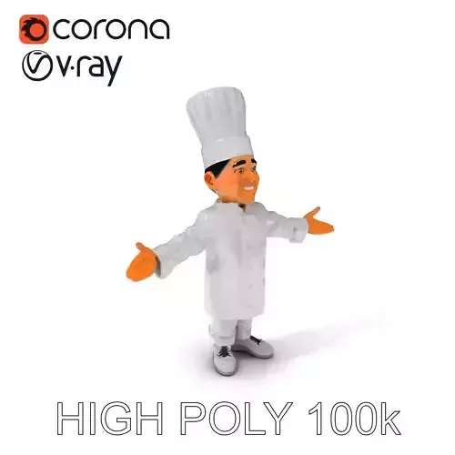 Cheerful D Chef Character Model Ready for Animation and Game Design