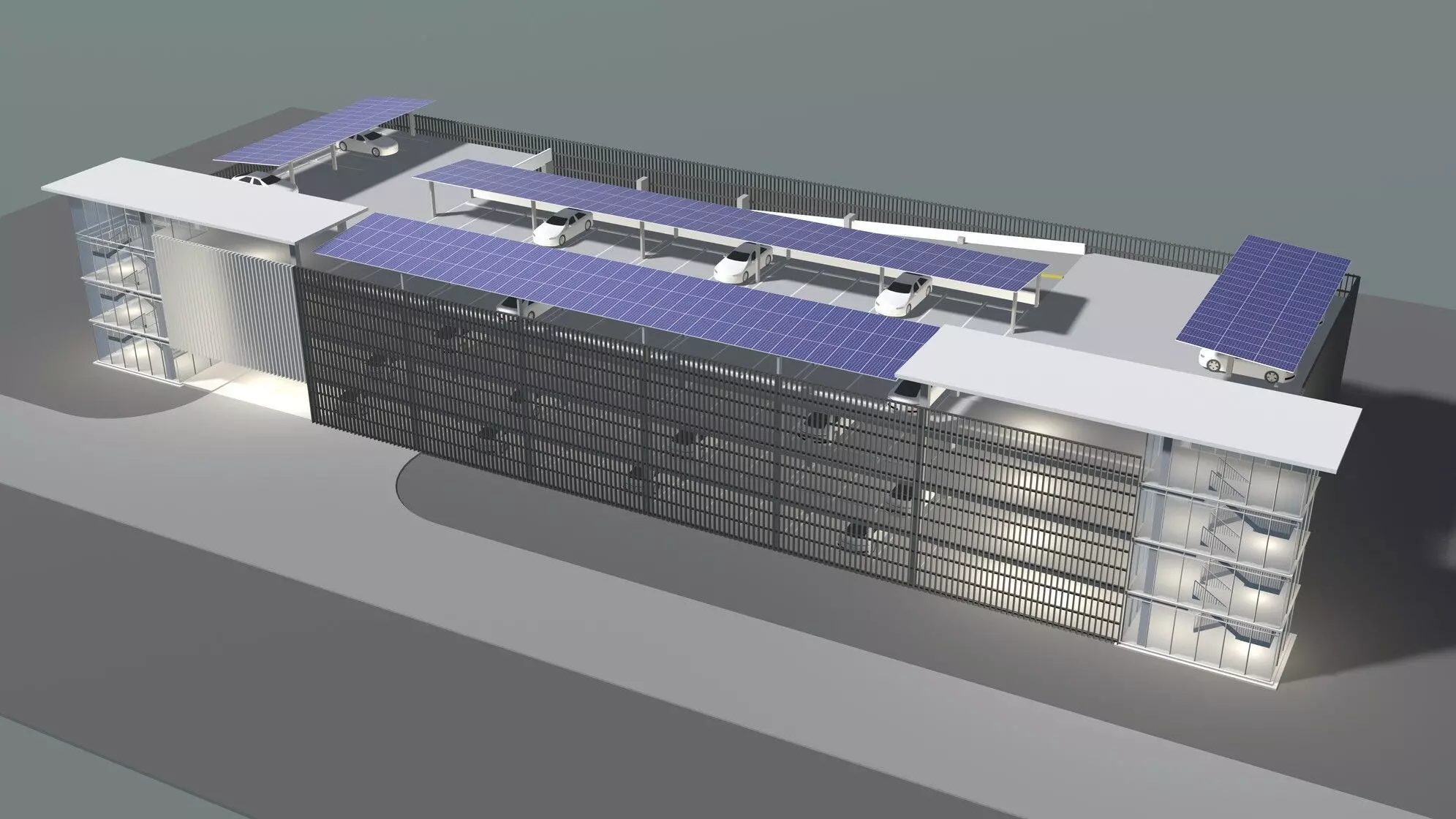 Solar parking garage building 25-24 3D model