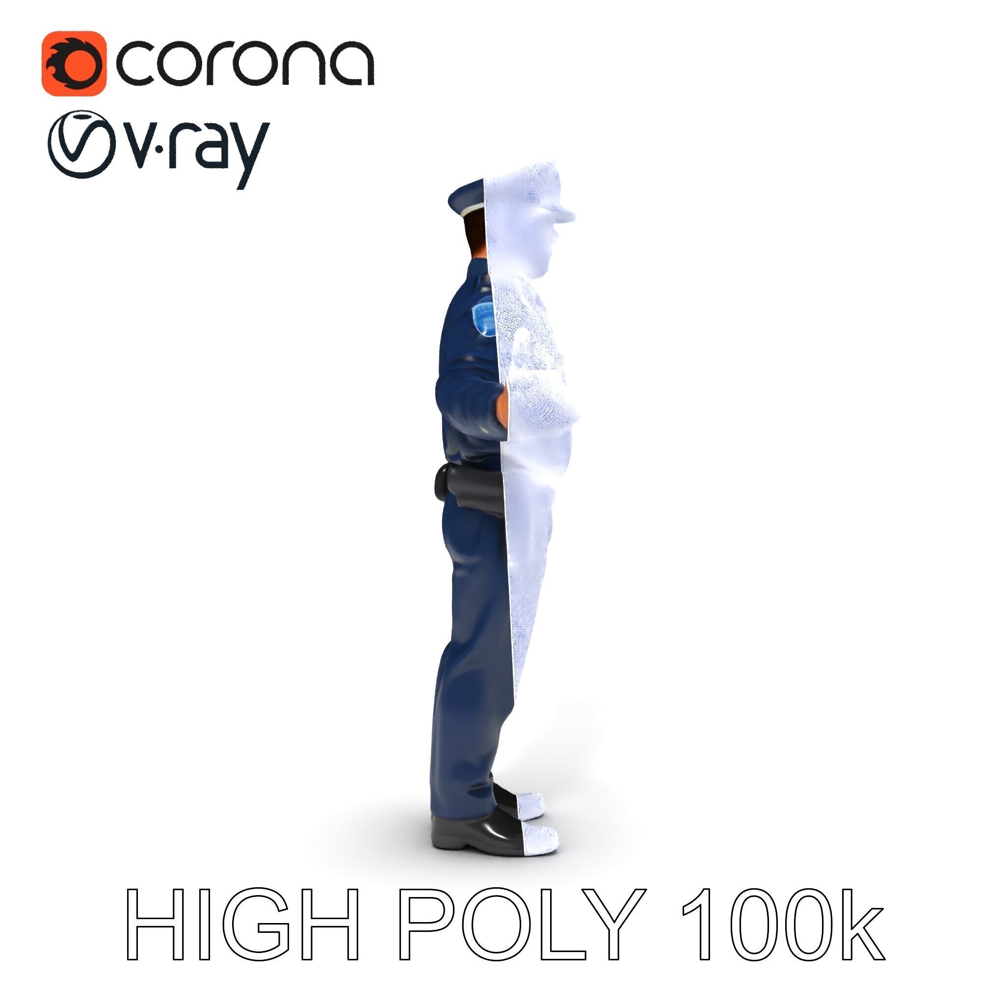 Realistic Police Officer D Character Model with PBR Textures Low-poly 3D model_33