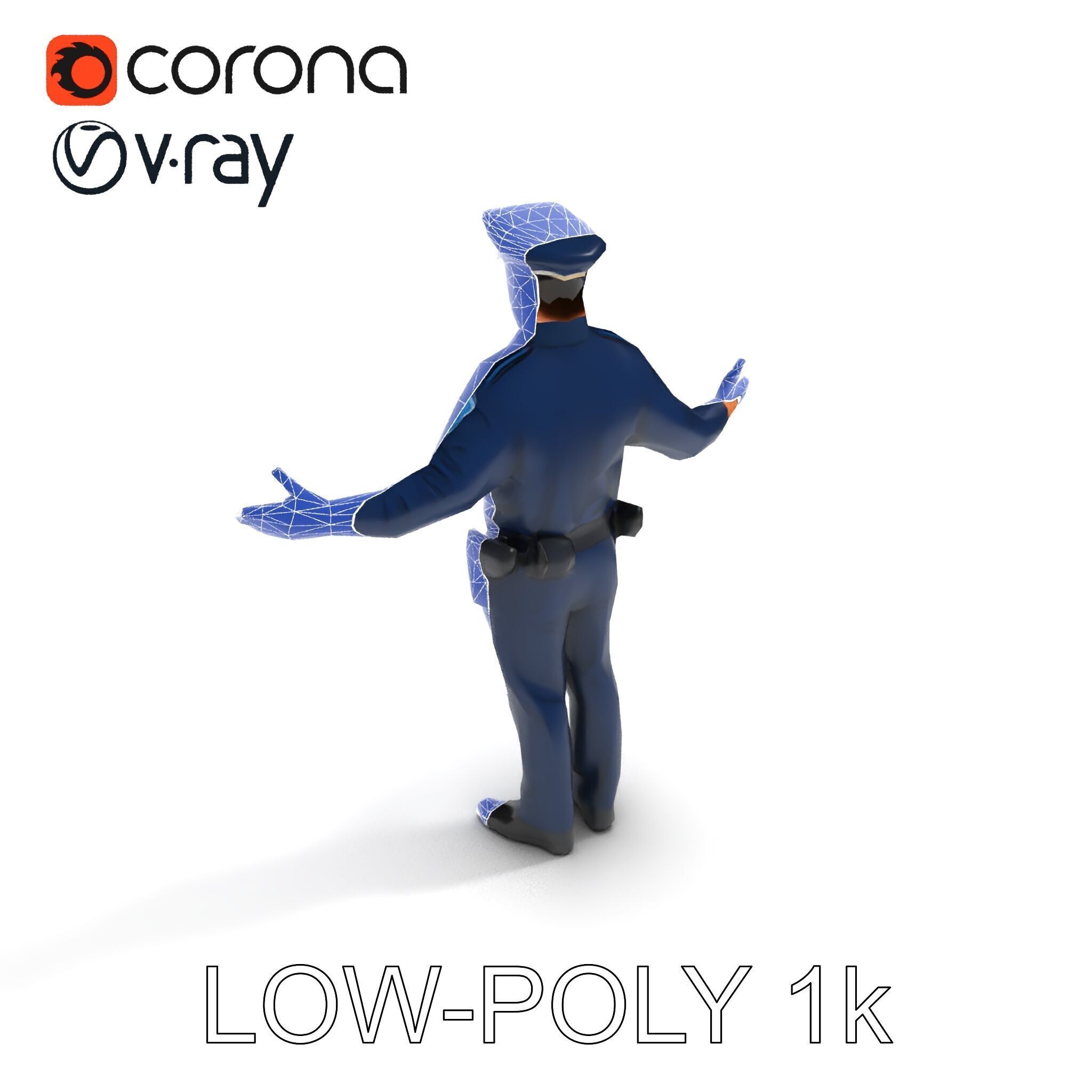 Realistic Police Officer D Character Model with PBR Textures Low-poly 3D model_29