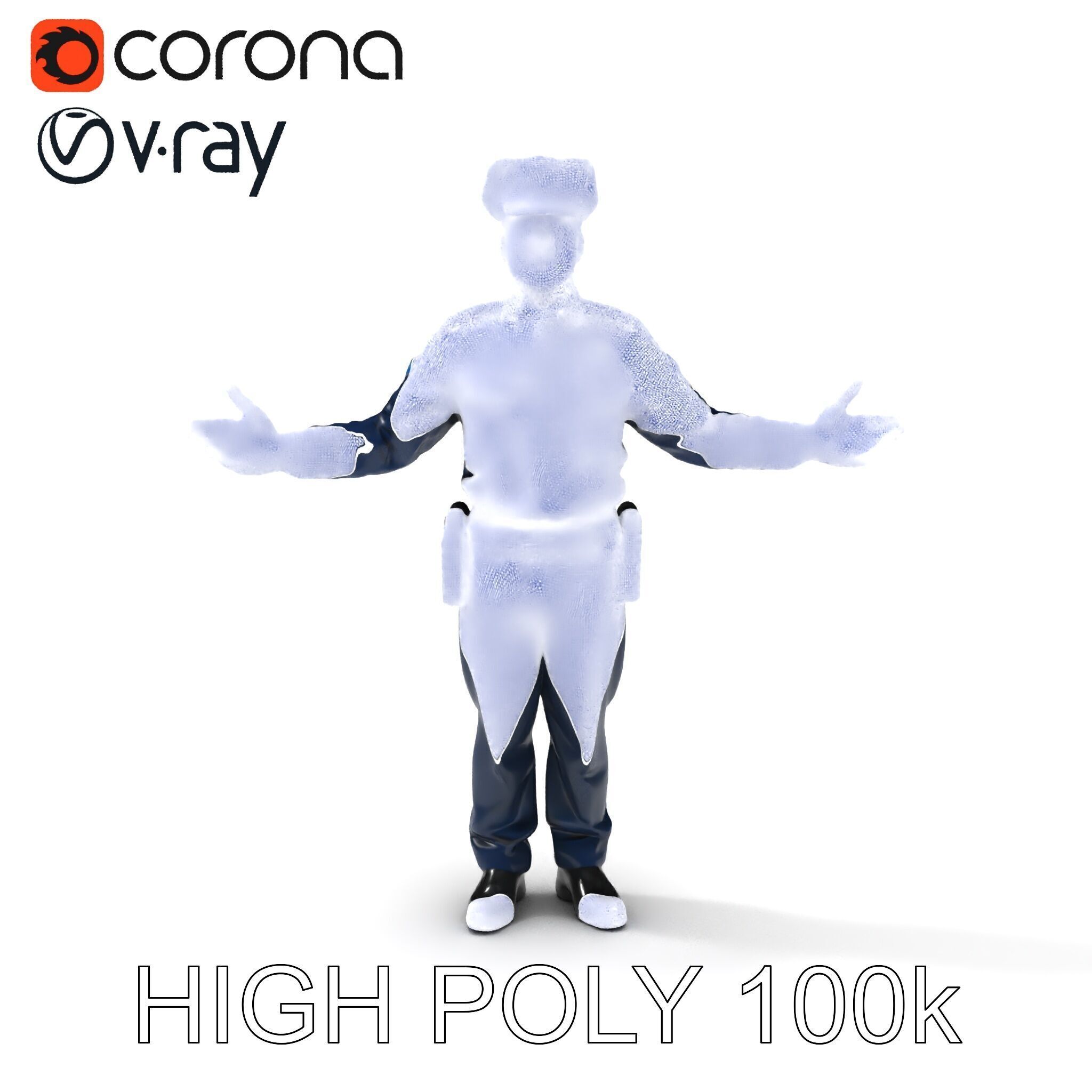 Realistic Police Officer D Character Model with PBR Textures Low-poly 3D model_13