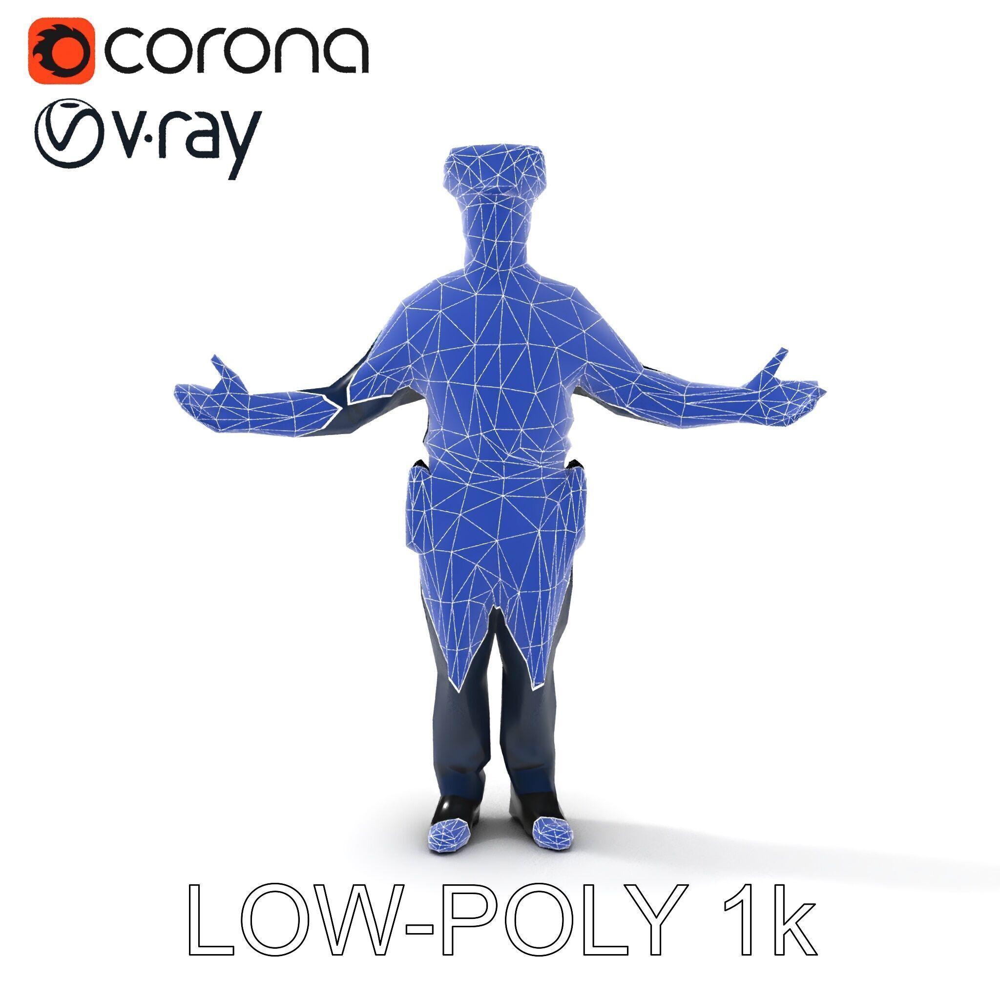 Realistic Police Officer D Character Model with PBR Textures Low-poly 3D model_23