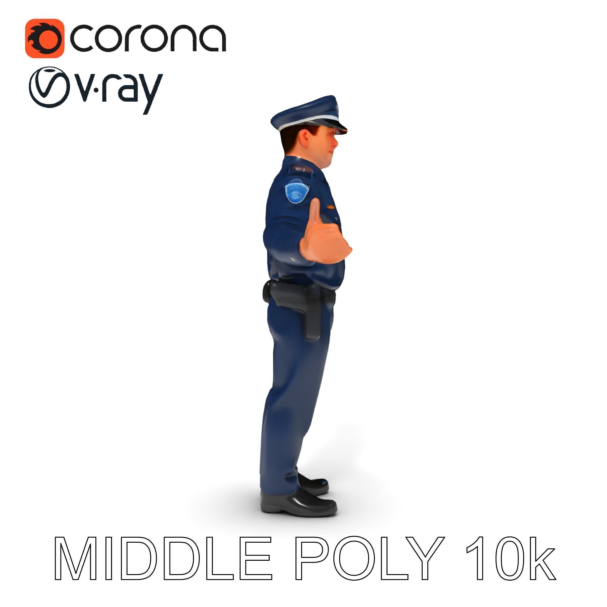Realistic Police Officer D Character Model with PBR Textures Low-poly 3D model_16