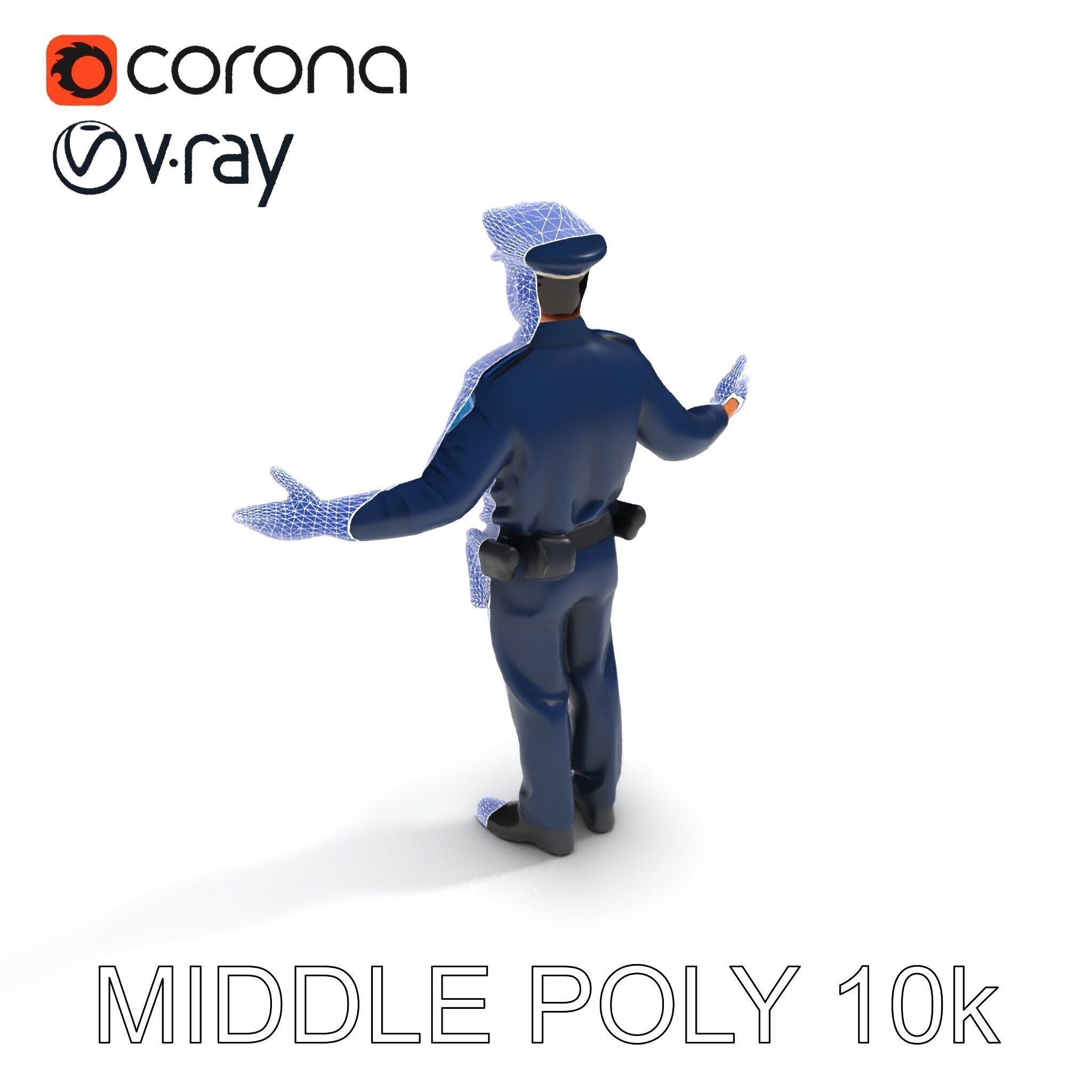 Realistic Police Officer D Character Model with PBR Textures Low-poly 3D model_31
