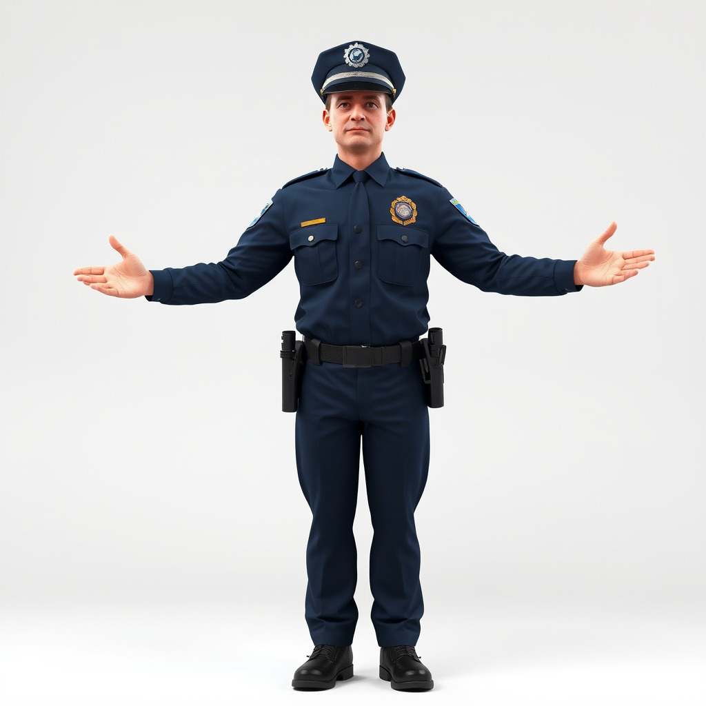 Realistic Police Officer D Character Model with PBR Textures Low-poly 3D model_4