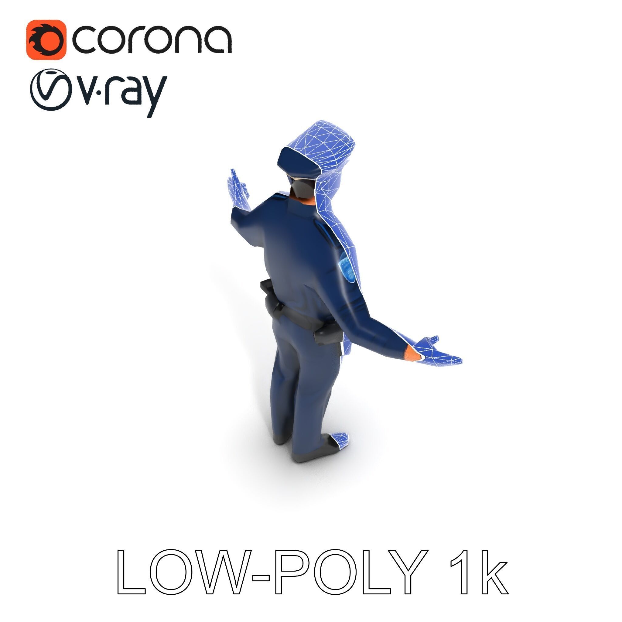 Realistic Police Officer D Character Model with PBR Textures Low-poly 3D model_35