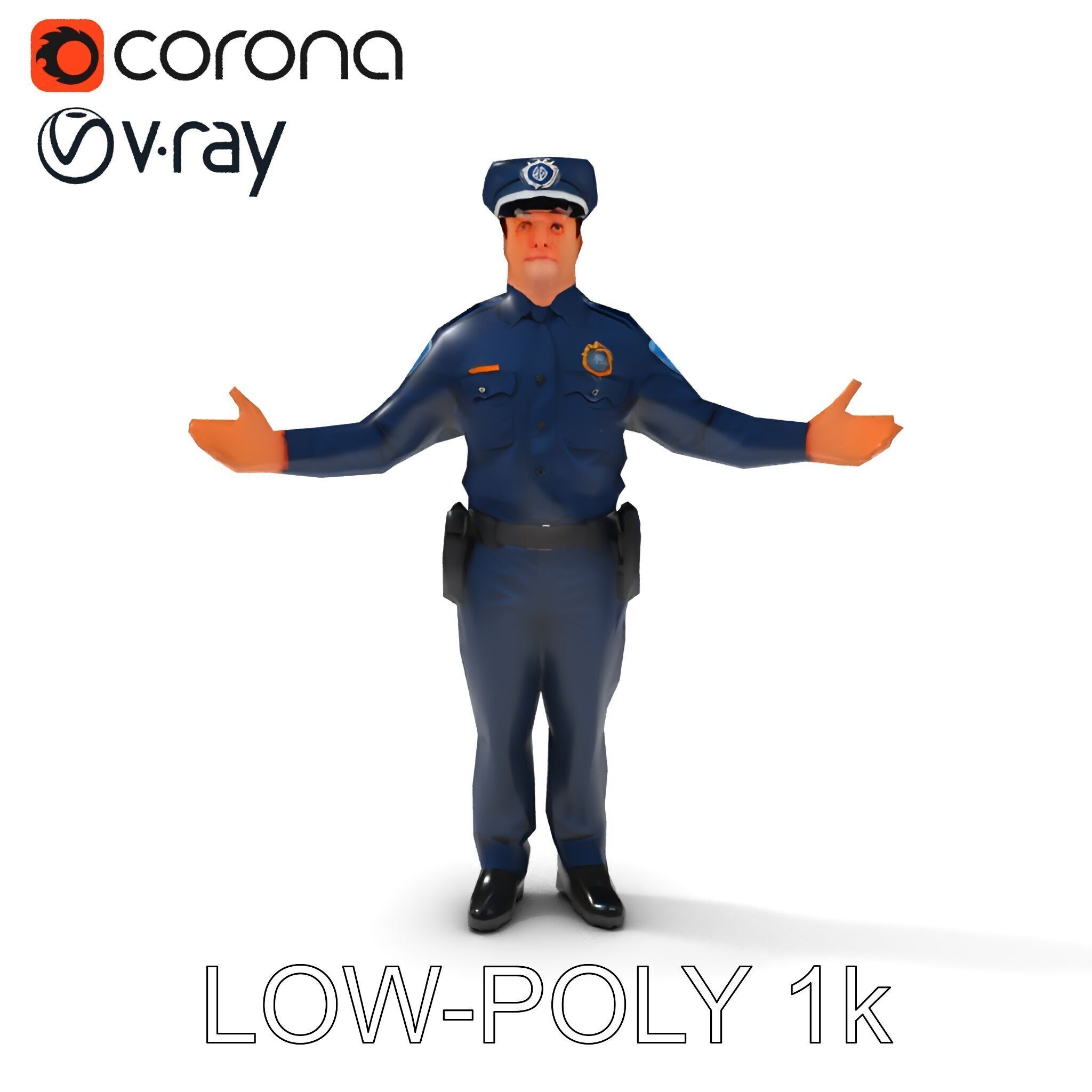 Realistic Police Officer D Character Model with PBR Textures Low-poly 3D model_32