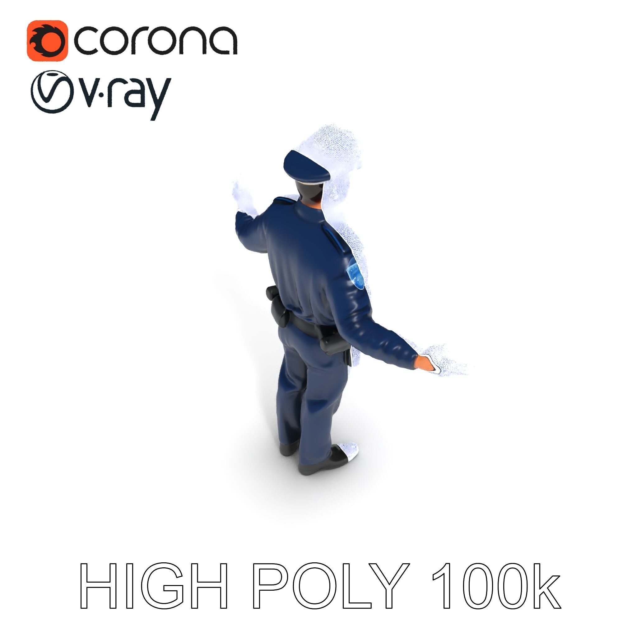 Realistic Police Officer D Character Model with PBR Textures Low-poly 3D model_27