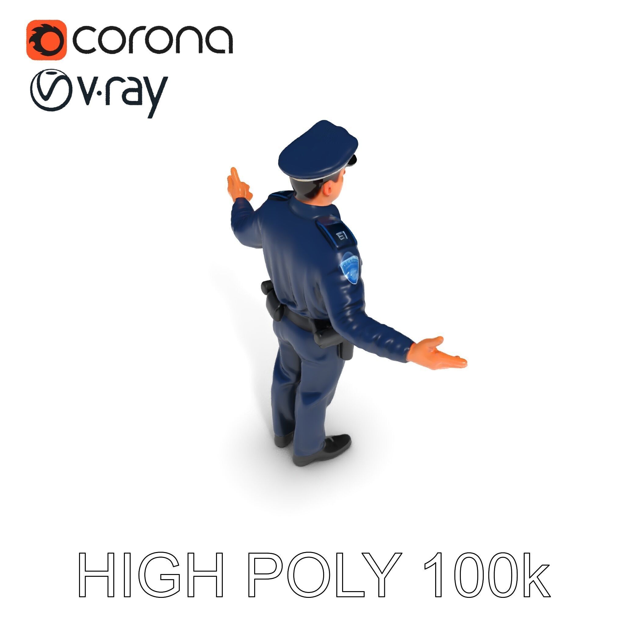 Realistic Police Officer D Character Model with PBR Textures Low-poly 3D model_18