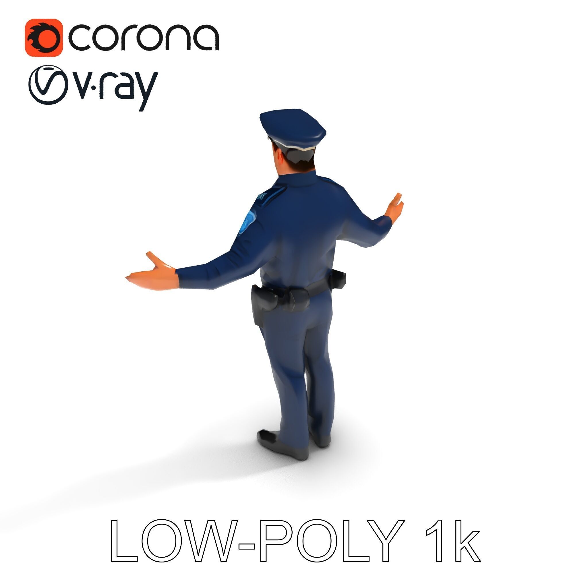 Realistic Police Officer D Character Model with PBR Textures Low-poly 3D model_26
