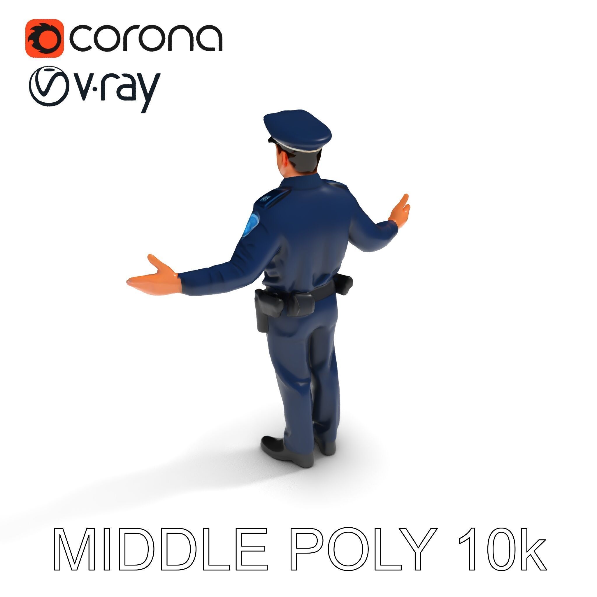 Realistic Police Officer D Character Model with PBR Textures Low-poly 3D model_19