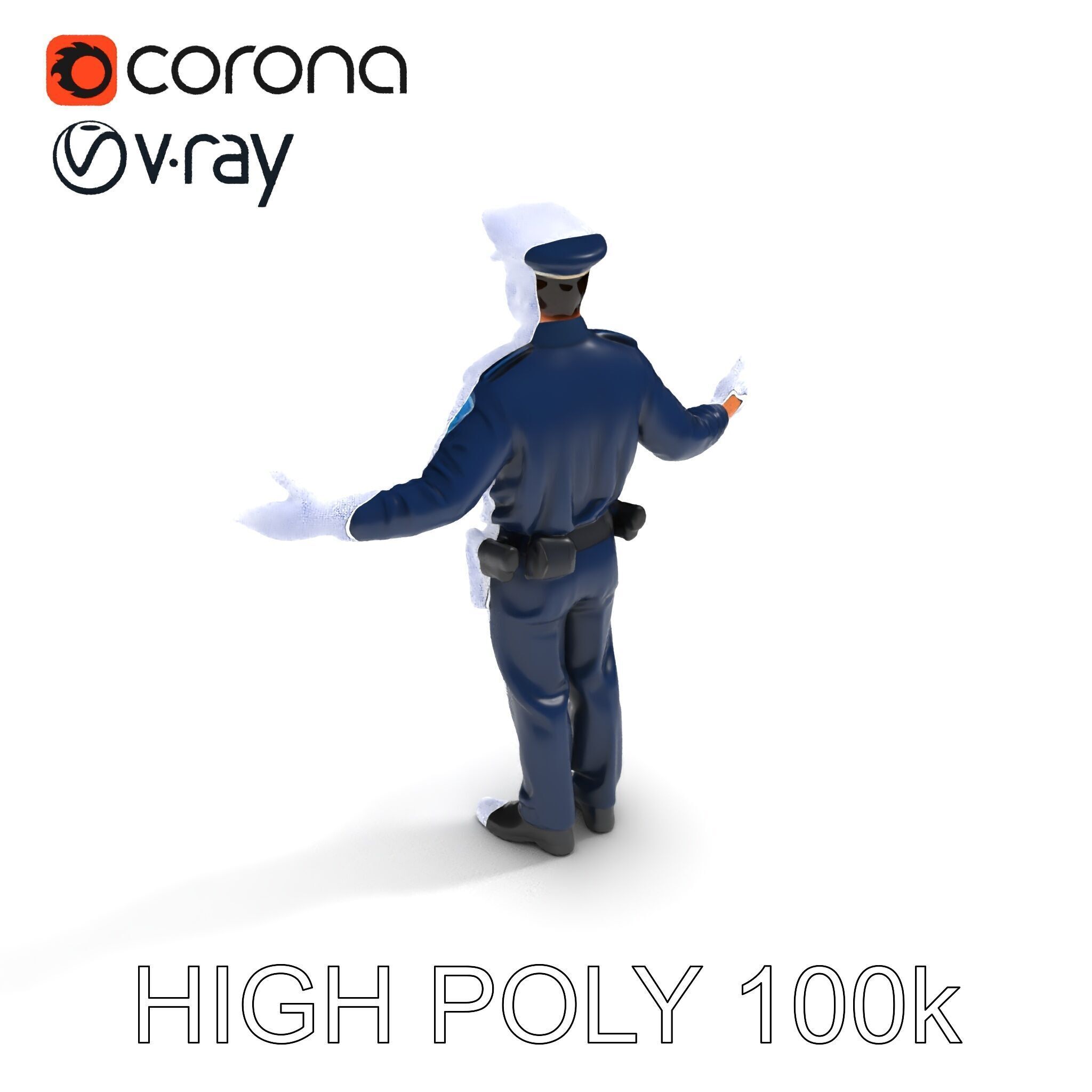Realistic Police Officer D Character Model with PBR Textures Low-poly 3D model_21