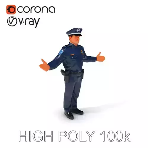 Realistic Police Officer D Character Model with PBR Textures