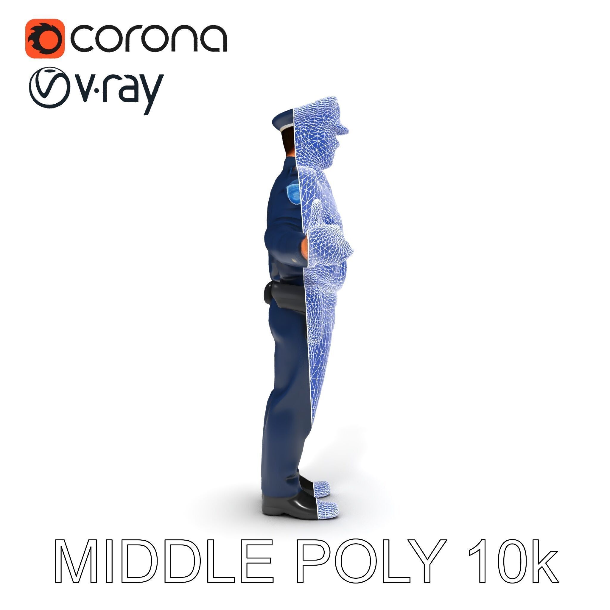 Realistic Police Officer D Character Model with PBR Textures Low-poly 3D model_6