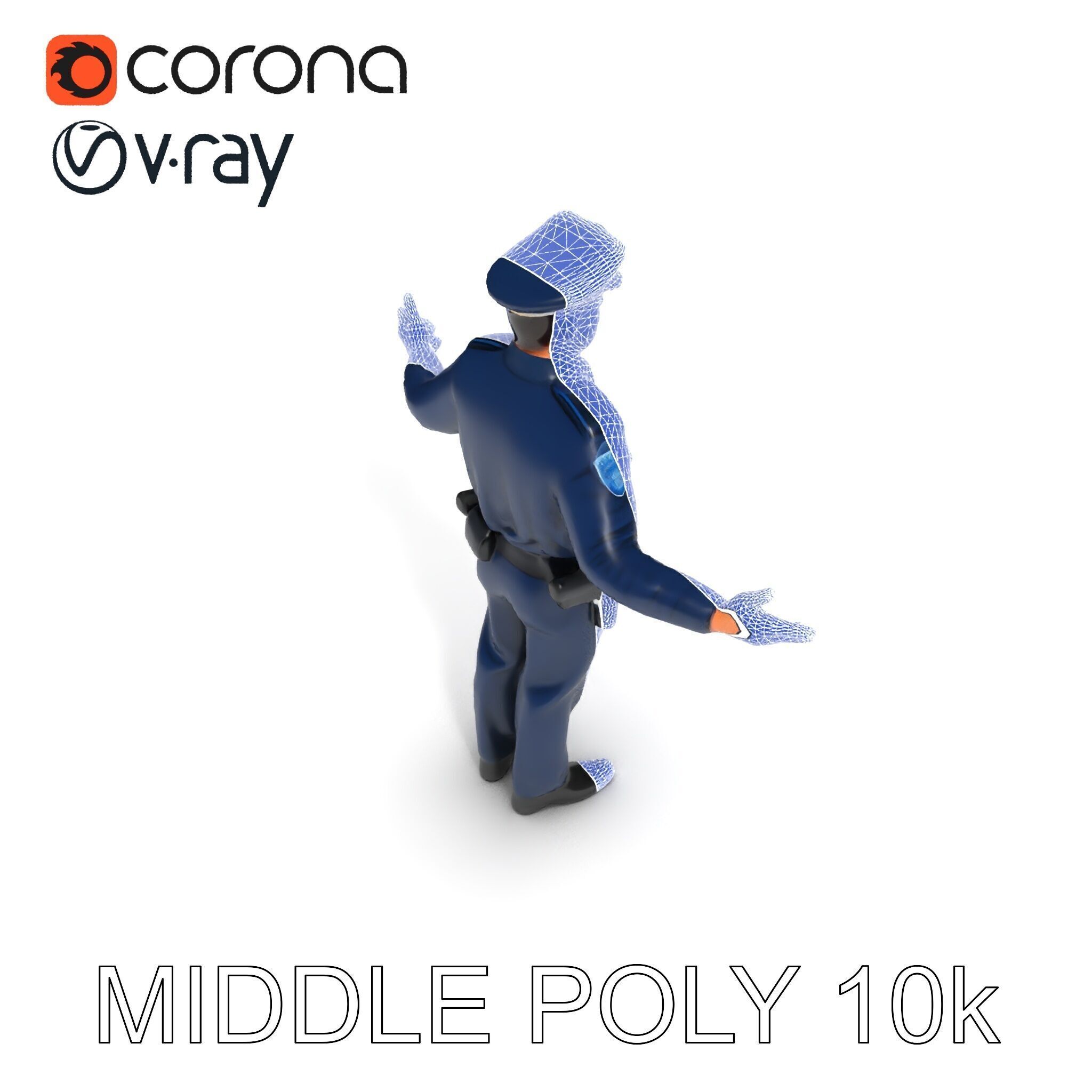 Realistic Police Officer D Character Model with PBR Textures Low-poly 3D model_36