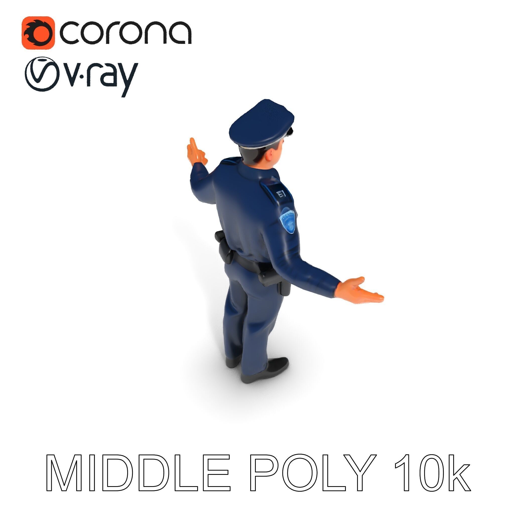 Realistic Police Officer D Character Model with PBR Textures Low-poly 3D model_11